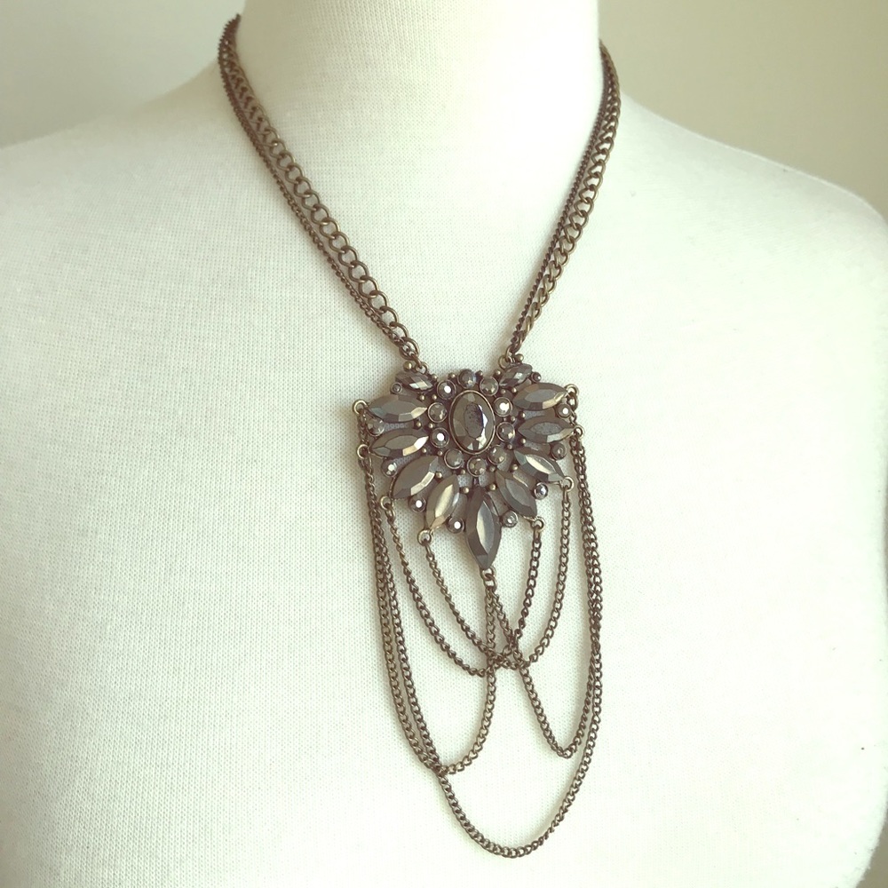 Gunmetal Bronze Edgy Statement Necklace